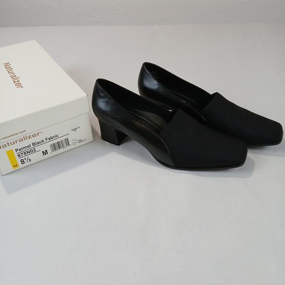 Naturalizer Shoes Womens 8.5 Parmel Black Fabric 875N02 Block Heels Loafer - Picture 11 of 11